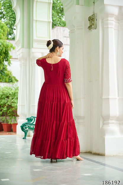 Premium Designer Readymade Gown – Faux Blooming Fabric