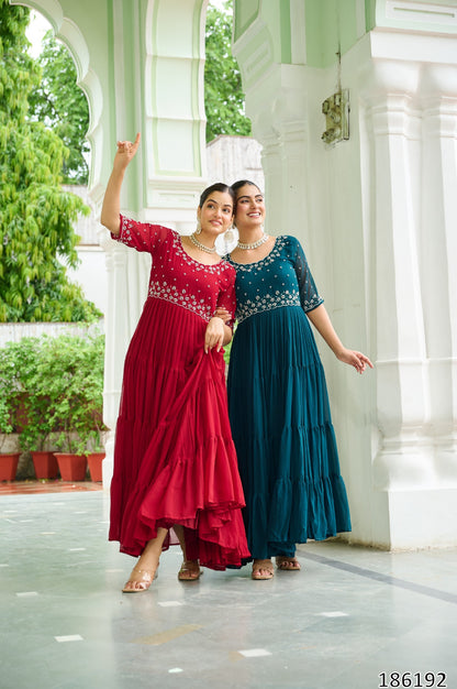 Premium Designer Readymade Gown – Faux Blooming Fabric