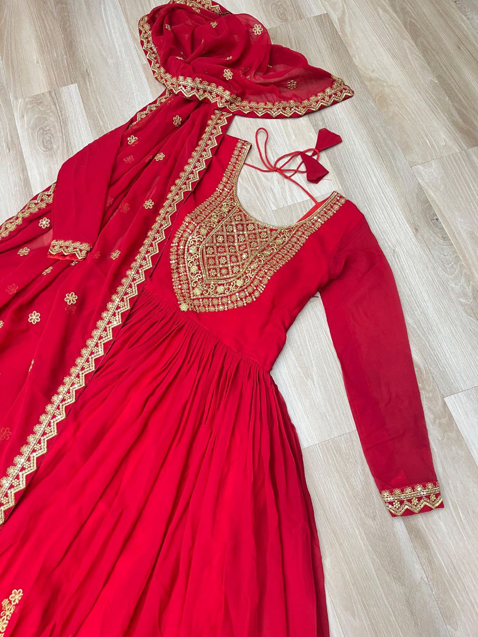 Premium Embroidered Faux Blooming Gown with Dupatta | Full Stitched Zari Sequin Work