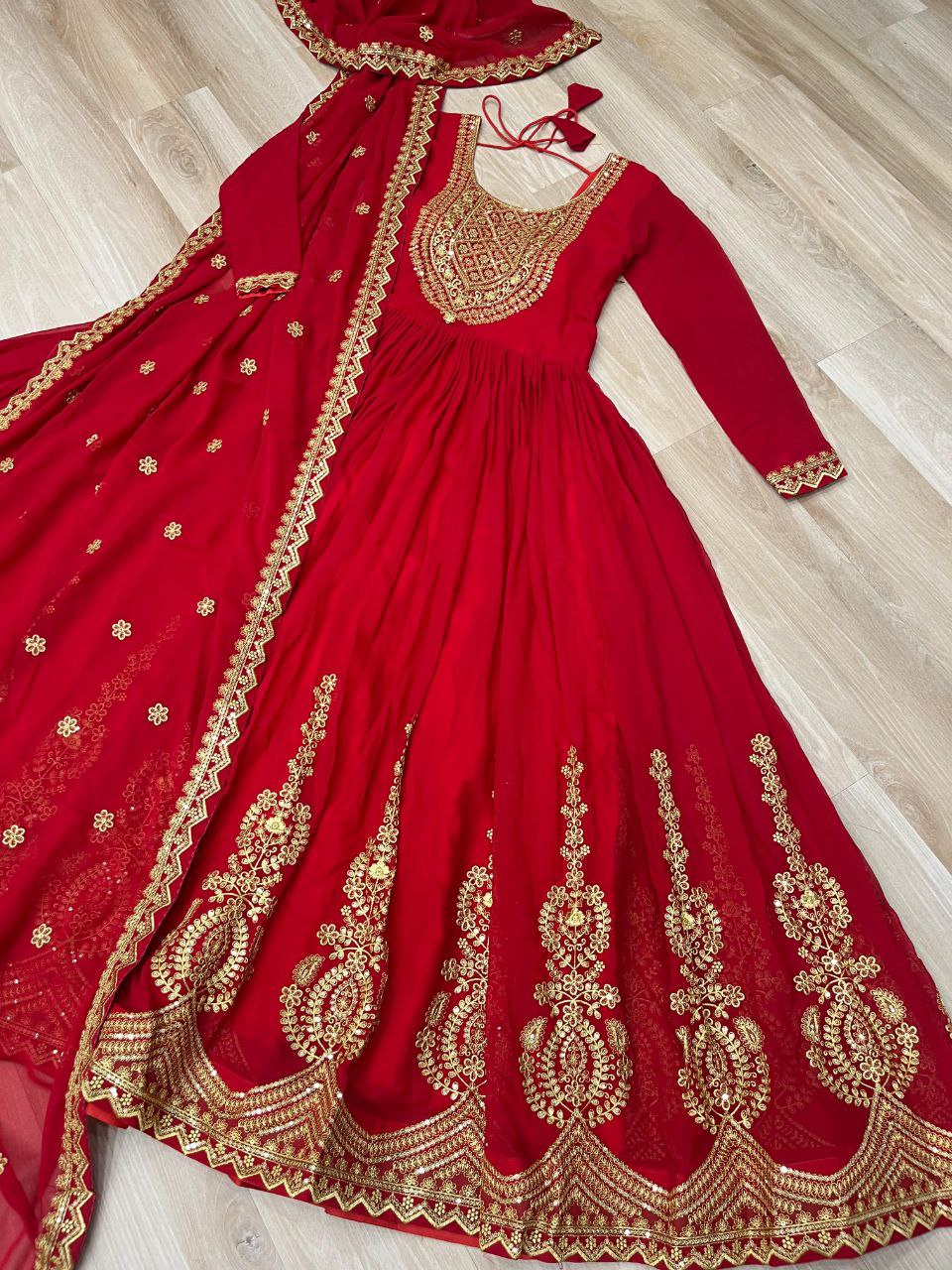 Premium Embroidered Faux Blooming Gown with Dupatta | Full Stitched Zari Sequin Work