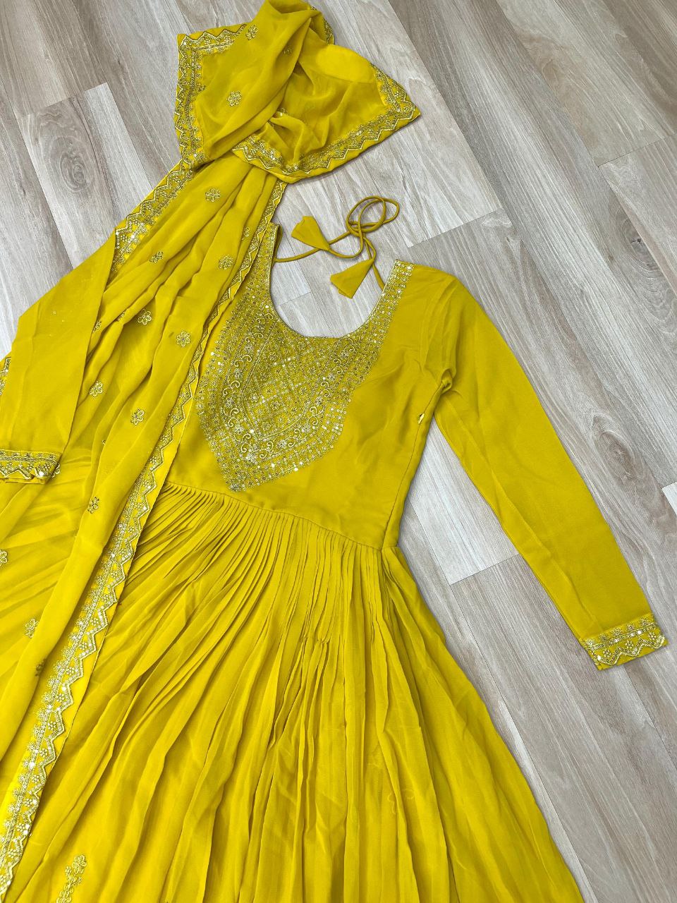 Premium Embroidered Faux Blooming Gown with Dupatta | Full Stitched Zari Sequin Work