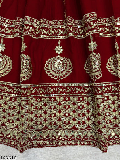 Karwa Chauth Special Dress: 3-Piece Red Anarkali Suit Set with Pant & Dupatta
