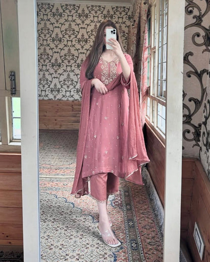 Premium Fox Georgette Embroidered Suit with Dupatta – Party & Occasion Wear