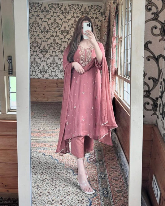 Premium Fox Georgette Embroidered Suit with Dupatta – Party & Occasion Wear