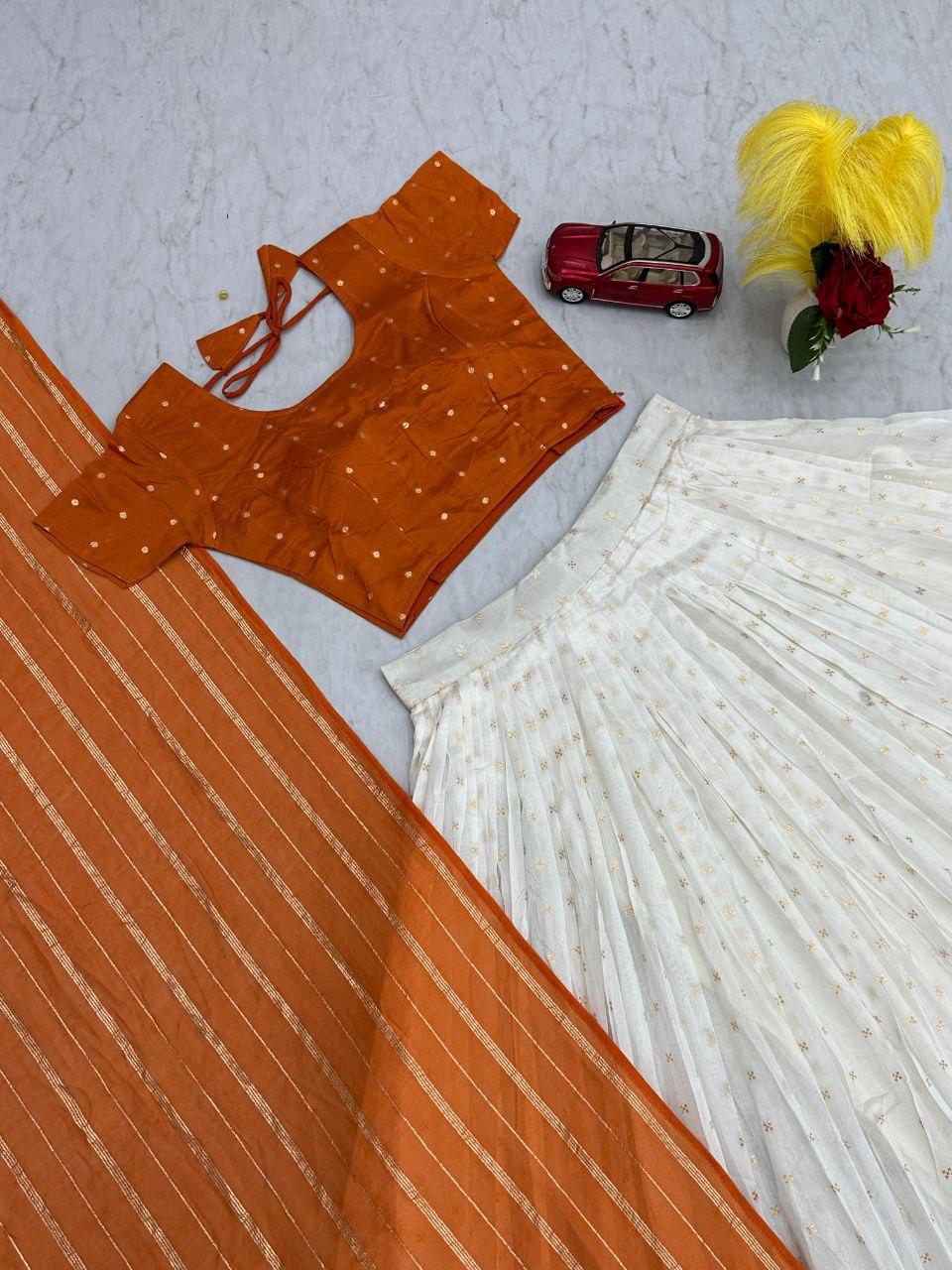 Premium Jacquard Silk Lehenga Choli Set – Fully Stitched