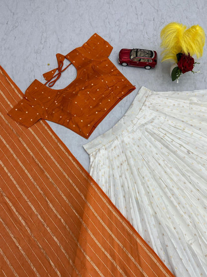 Premium Jacquard Silk Lehenga Choli Set – Fully Stitched