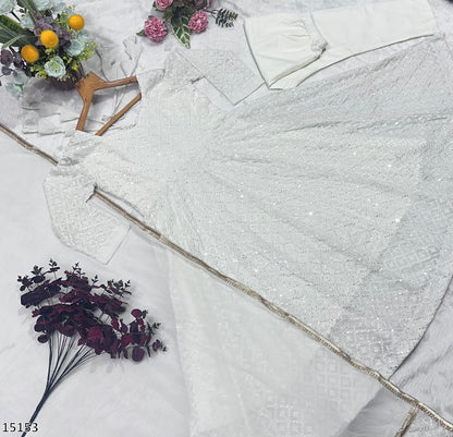 Premium Off White Ready Made Anarkali Suit Set