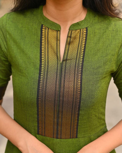 Premium Shivangi Chanderi Suit Set with Jacquard Woven Dupatta & Moti Mala