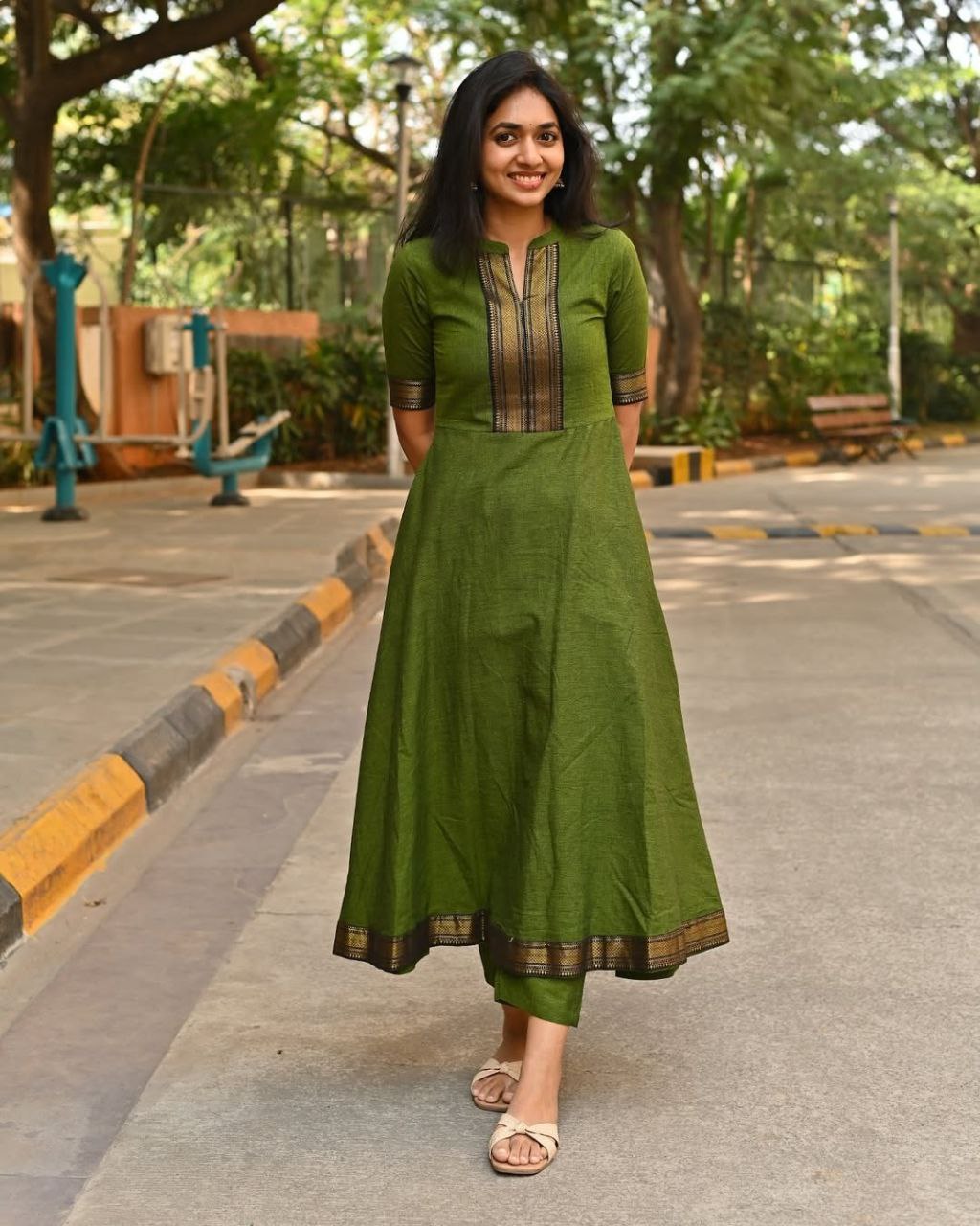 Premium Shivangi Chanderi Suit Set with Jacquard Woven Dupatta & Moti Mala
