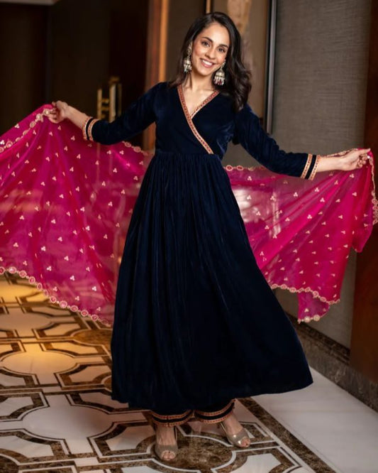 Premium Velvet Embroidered Set – Fully Stitched & Ready to Wear
