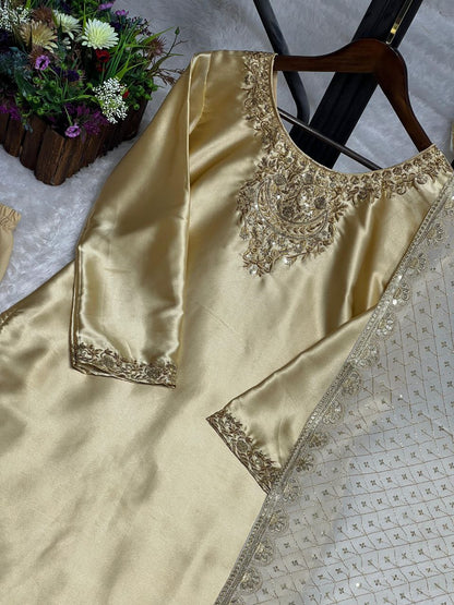 Presenting New Premium Long Kurti-Bottom-Dupatta Set