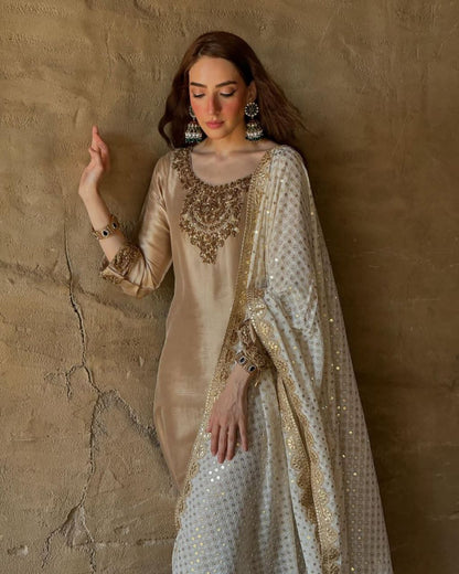 Presenting New Premium Long Kurti-Bottom-Dupatta Set