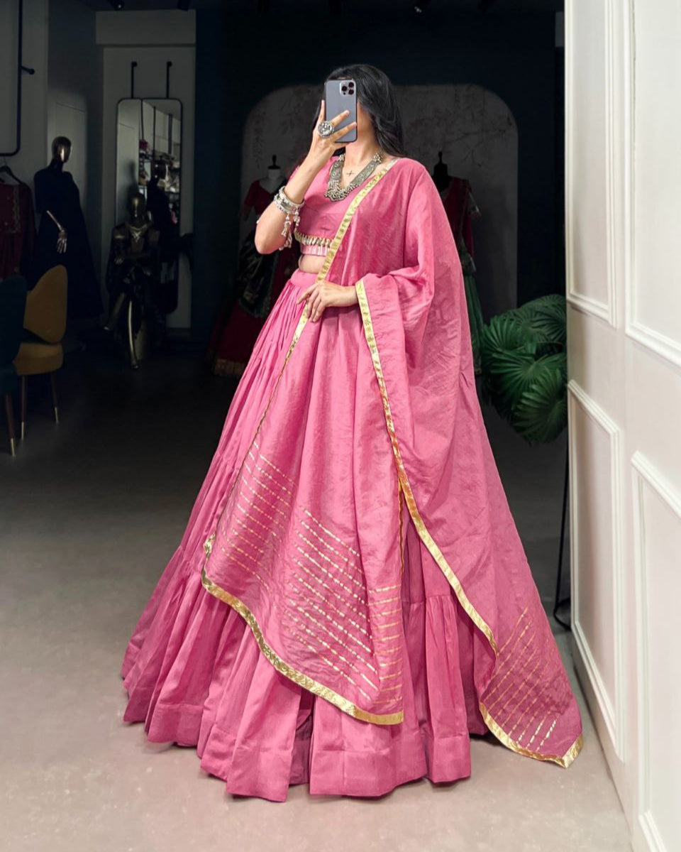 Navratri Collection 2025 : Pure Chanderi Lehenga Set