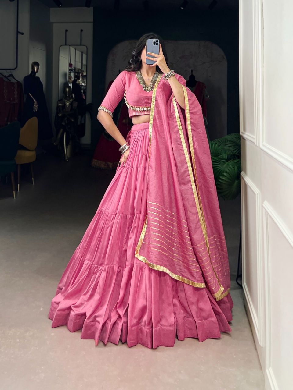 Navratri Collection 2025 : Pure Chanderi Lehenga Set