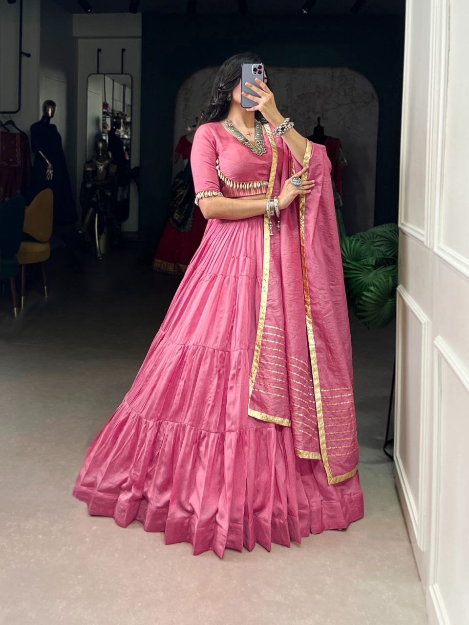 Navratri Collection 2025 : Pure Chanderi Lehenga Set