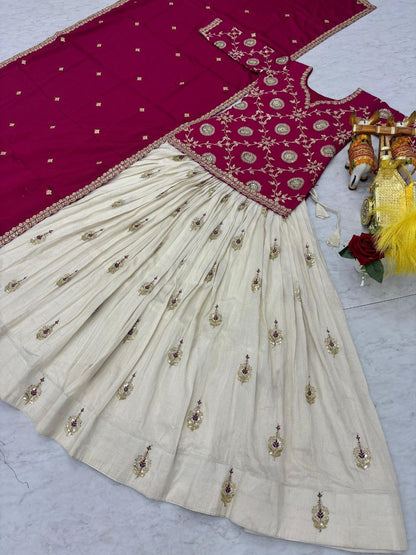 Pure Chinon & Tissue Silk Embroidered Festival Wear – Fully Stitched