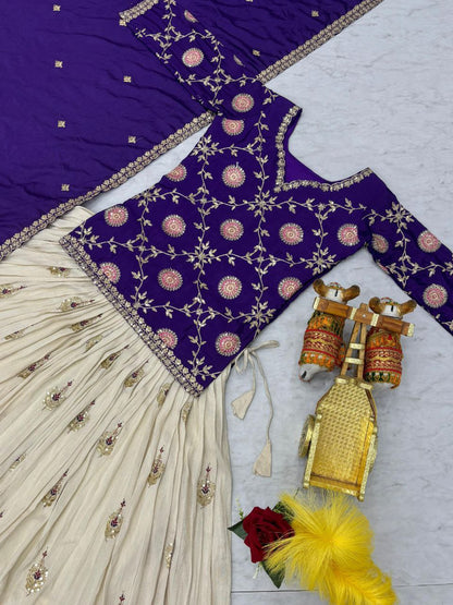 Pure Chinon & Tissue Silk Embroidered Festival Wear – Fully Stitched
