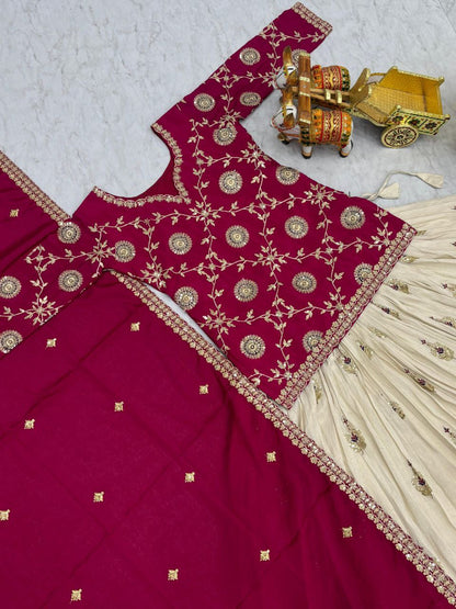 Pure Chinon & Tissue Silk Embroidered Festival Wear – Fully Stitched