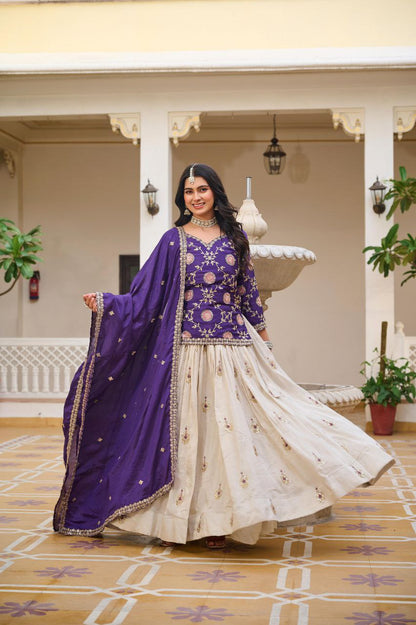 Pure Chinon & Tissue Silk Embroidered Festival Wear – Fully Stitched