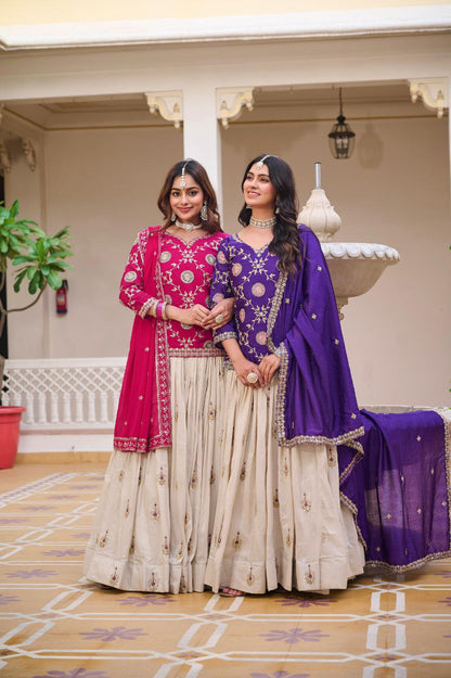 Pure Chinon & Tissue Silk Embroidered Festival Wear – Fully Stitched