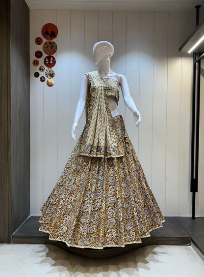 Pure Kalamkari Cotton Chaniya Choli Set For Festive Wear, Navratri, Poojas, or Cultural Celebrations