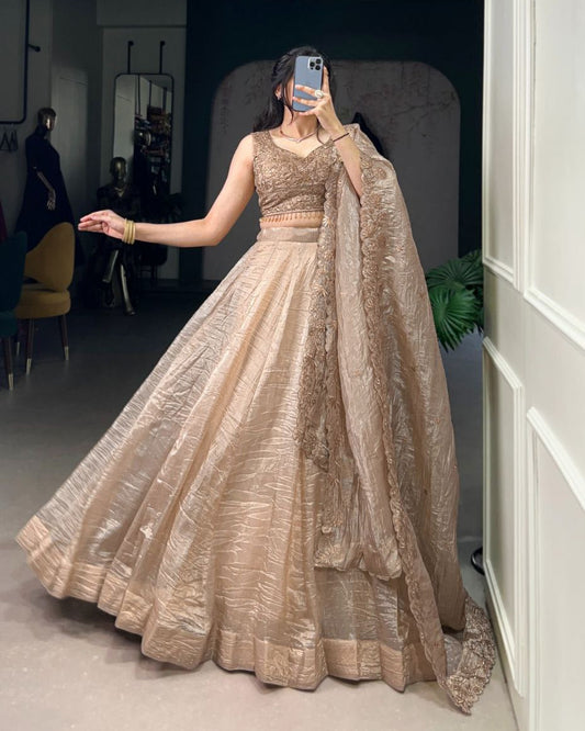 REENE Wedding Collection 2025 – Gold Crush Lehenga Set with Sequin & Thread Detailing