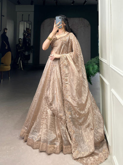 REENE Wedding Collection 2025 – Gold Crush Lehenga Set with Sequin & Thread Detailing