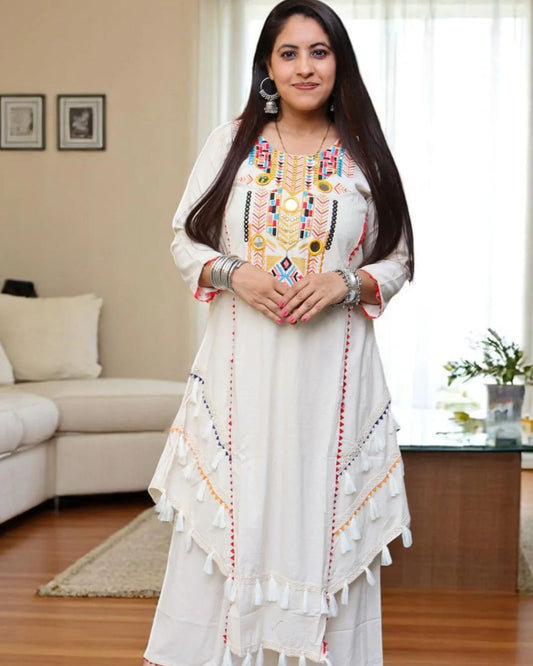 Rakhi Special Premium Designer Co-ord Set  Pure Khadi Cotton with Embroidery