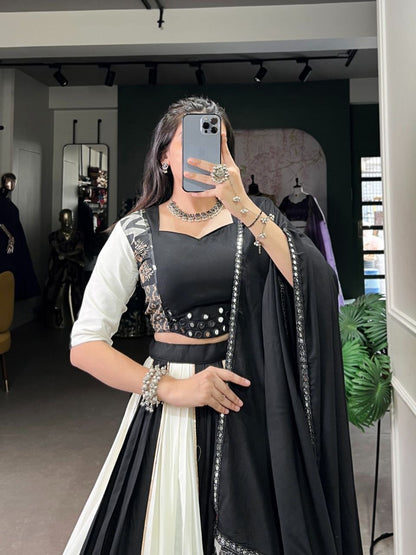 Rayon Mirror Work Lehenga Choli Set with Printed Dupatta – Party Wear 2025