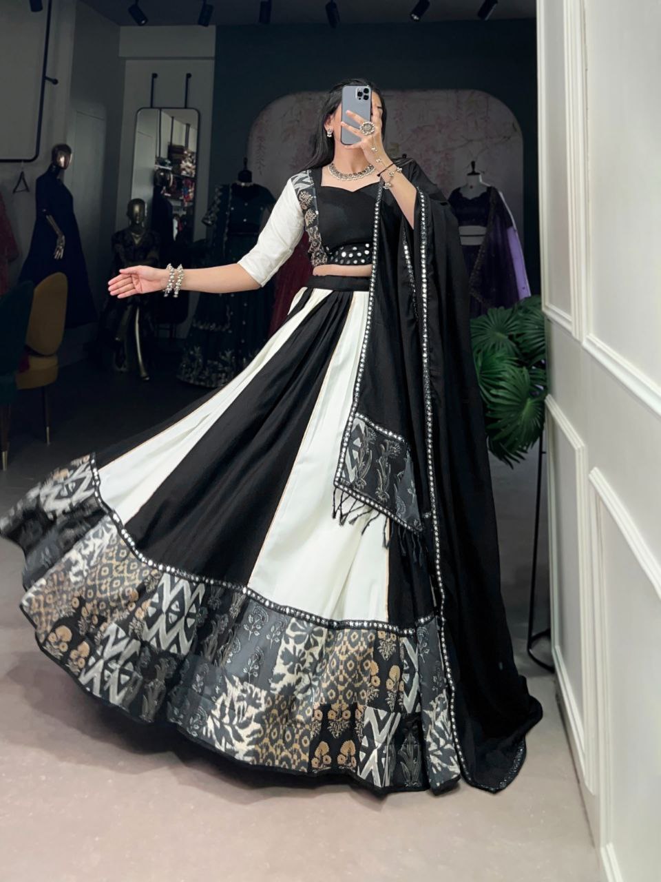 Rayon Mirror Work Lehenga Choli Set with Printed Dupatta – Party Wear 2025