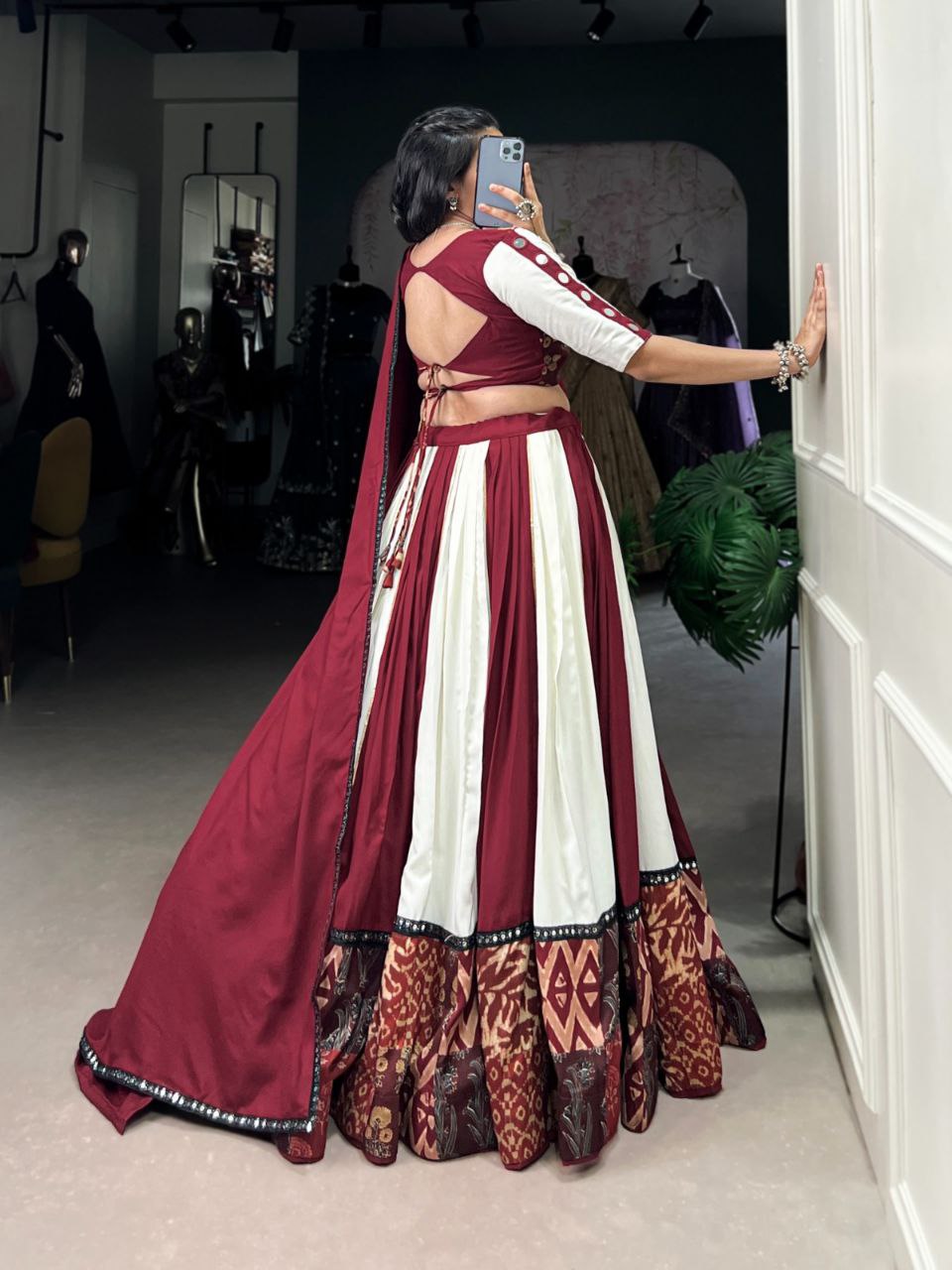 Rayon Mirror Work Lehenga Choli Set with Printed Dupatta – Party Wear 2025