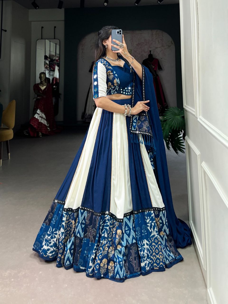Rayon Mirror Work Lehenga Choli Set with Printed Dupatta – Party Wear 2025