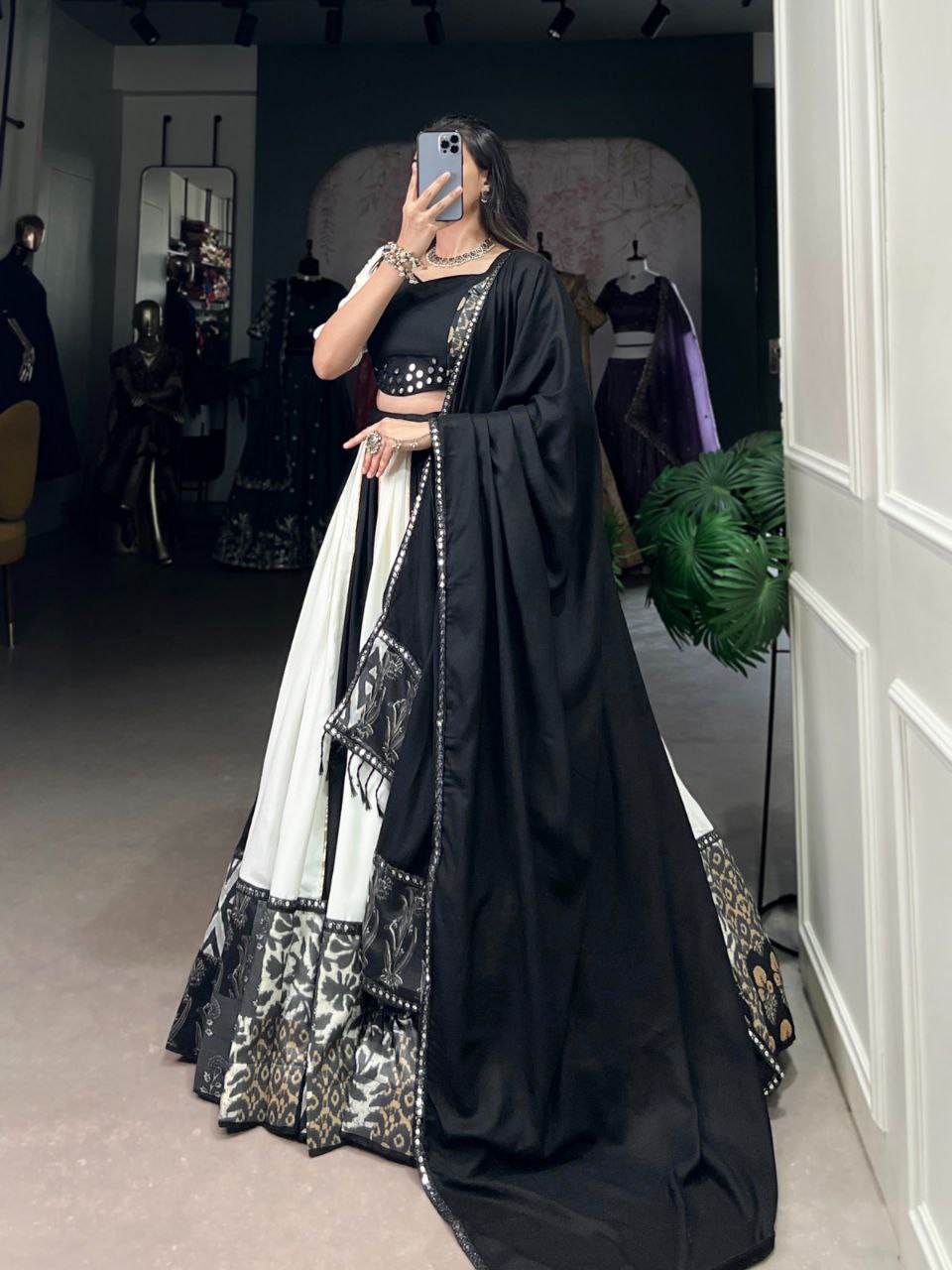 Rayon Mirror Work Lehenga Choli Set with Printed Dupatta – Party Wear 2025