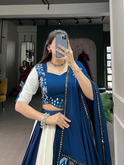 Rayon Mirror Work Lehenga Choli Set with Printed Dupatta – Party Wear 2025