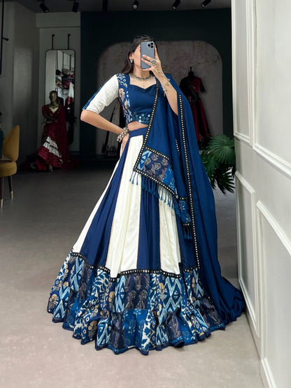 Rayon Mirror Work Lehenga Choli Set with Printed Dupatta – Party Wear 2025