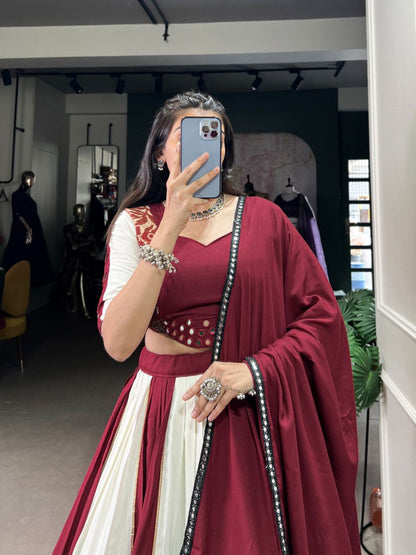 Rayon Mirror Work Lehenga Choli Set with Printed Dupatta – Party Wear 2025