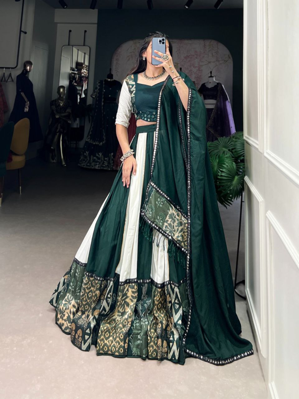 Rayon Mirror Work Lehenga Choli Set with Printed Dupatta – Party Wear 2025