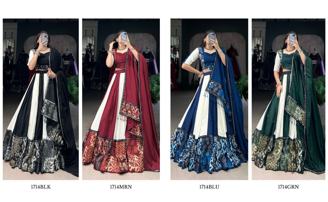 Rayon Mirror Work Lehenga Choli Set with Printed Dupatta – Party Wear 2025