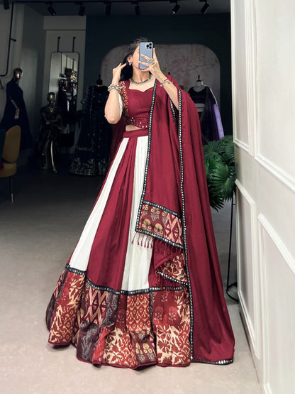 Rayon Mirror Work Lehenga Choli Set with Printed Dupatta – Party Wear 2025