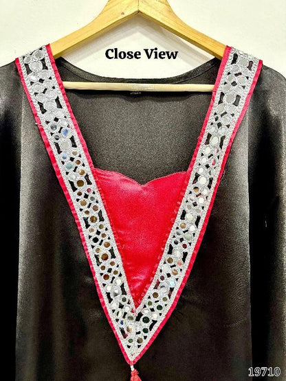 Real Mirror Work Kaftan Set in Moss Satin – Festive Collection