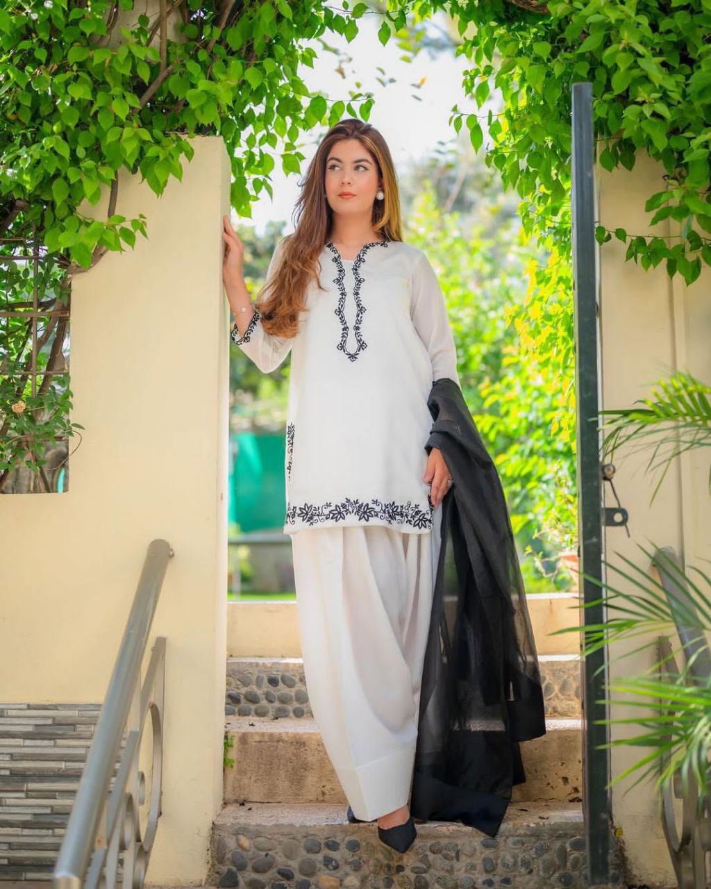 Roman Silk Farsi Salwar Suit with Organza Dupatta | Designer Wear