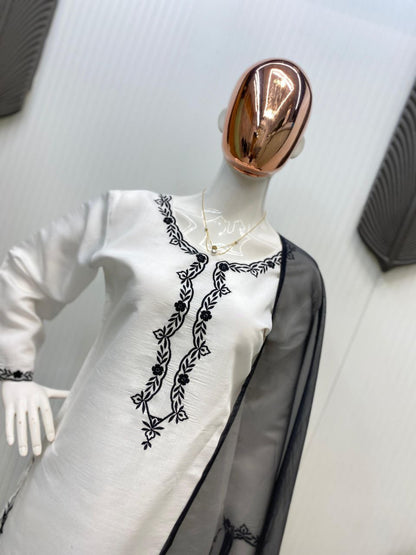 Roman Silk Farsi Salwar Suit with Organza Dupatta | Designer Wear