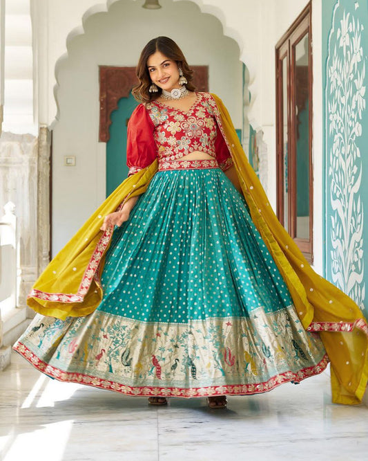 South Style Lehenga Choli with Heavy Embroidery & Sequins Work – Fully Stitched Real Modelling Set