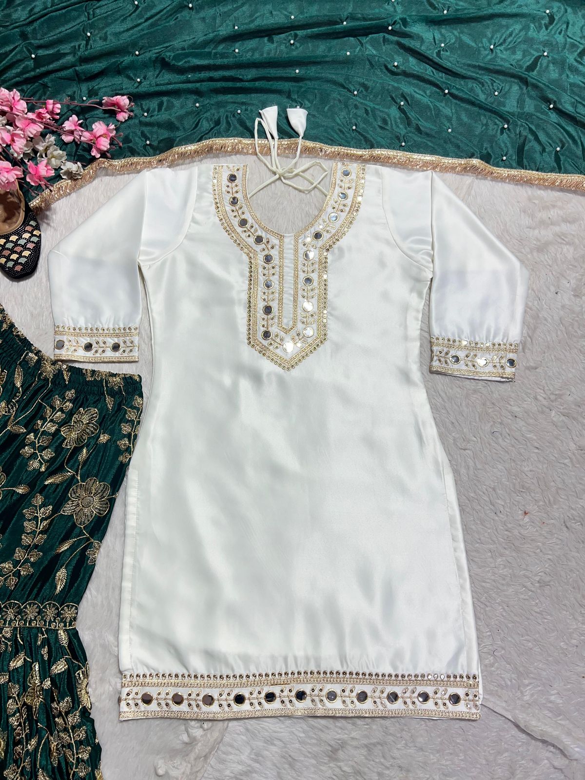 Elegant Party Wear Sharara Suit – Luxurious Embroidery & Sequins Work