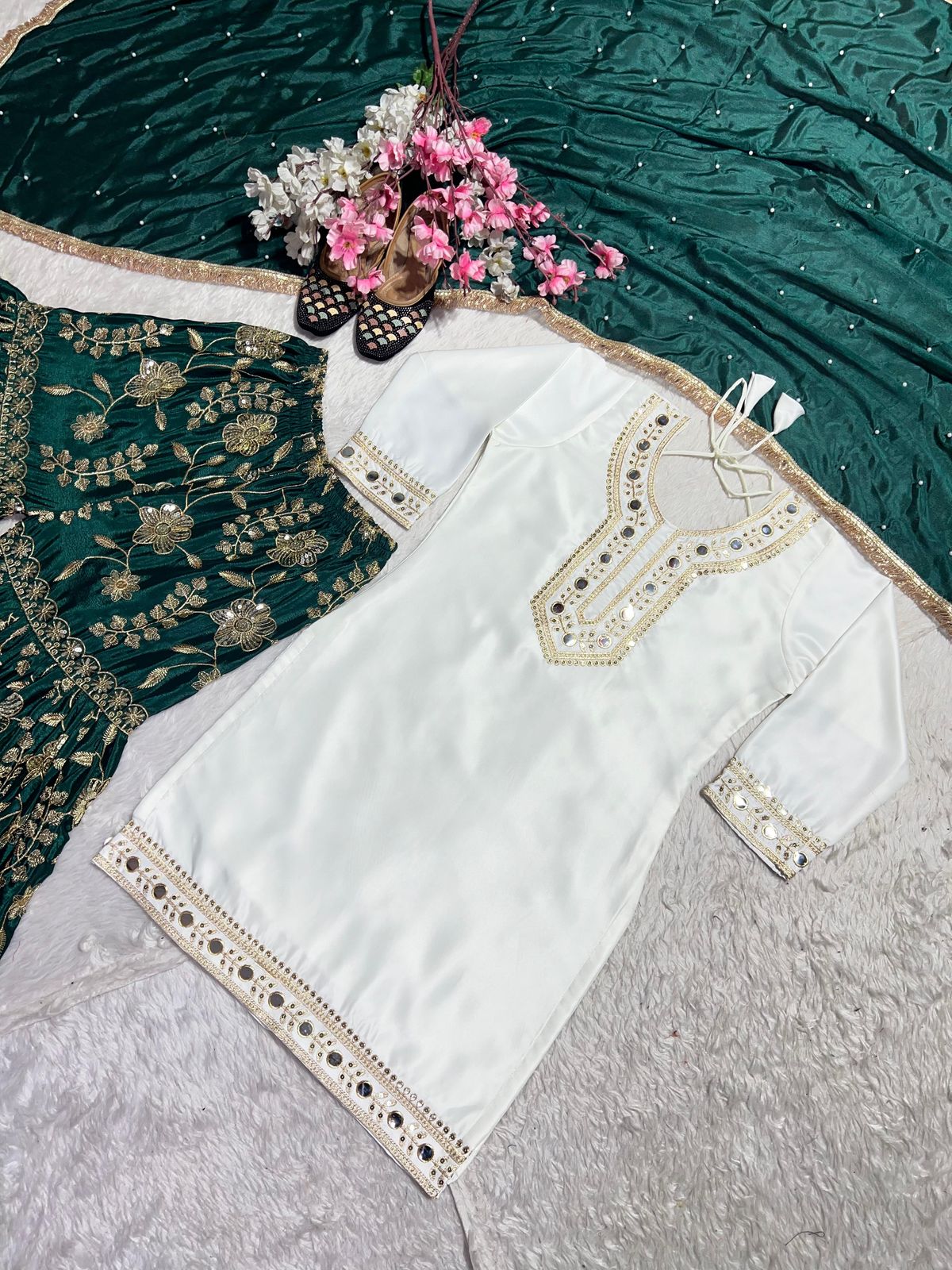 Elegant Party Wear Sharara Suit – Luxurious Embroidery & Sequins Work