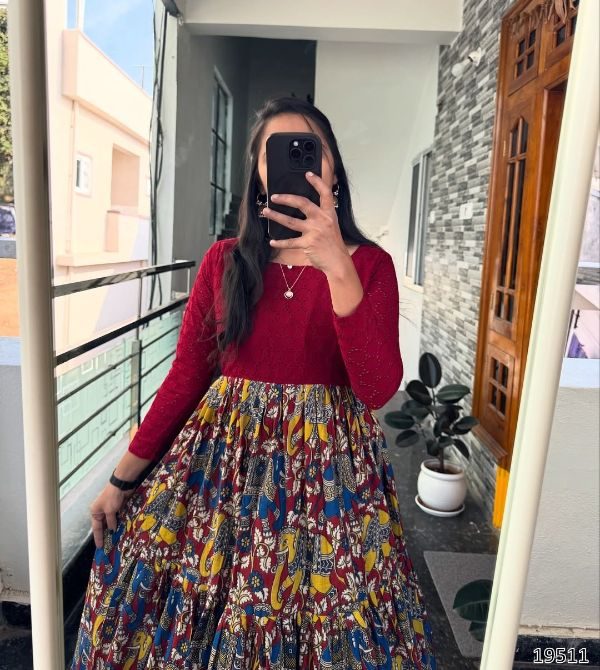 Traditional Wear Anarkali – Kalamkari Elegance