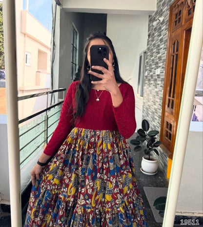 Traditional Wear Anarkali – Kalamkari Elegance