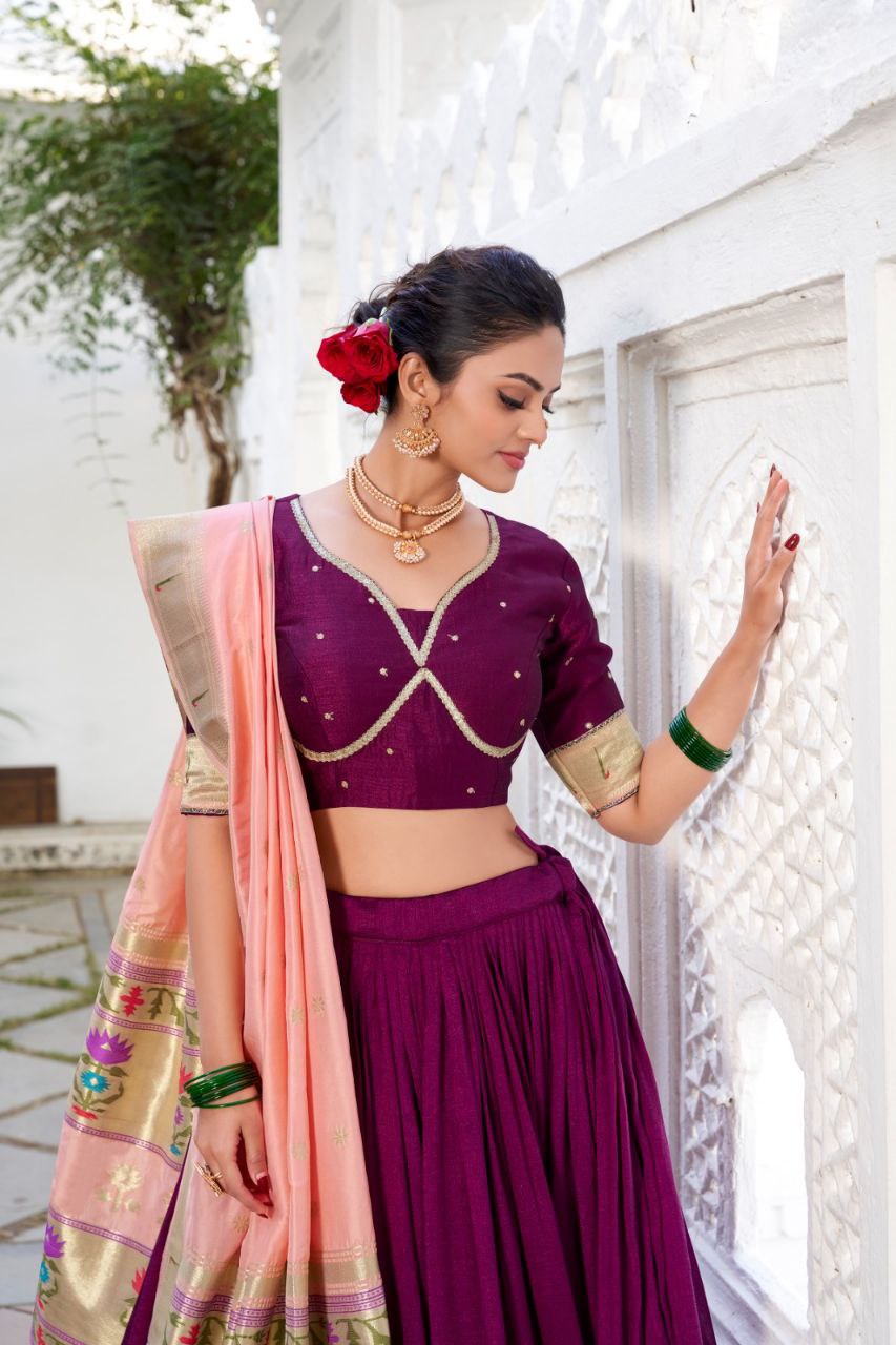 Vichitra Silk Lehenga Choli with Paithni Dupatta – Regal Elegance