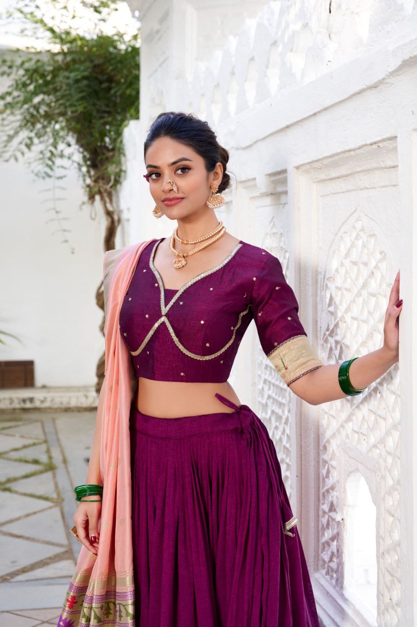 Vichitra Silk Lehenga Choli with Paithni Dupatta – Regal Elegance