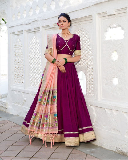 Vichitra Silk Lehenga Choli with Paithni Dupatta – Regal Elegance